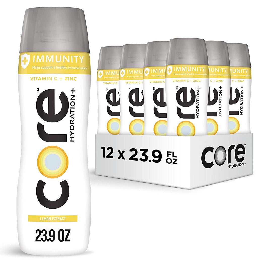 Core Hydration Plus Enhanced Water, Immunity - Lemon Extract, 23.9oz (Pack of 12)