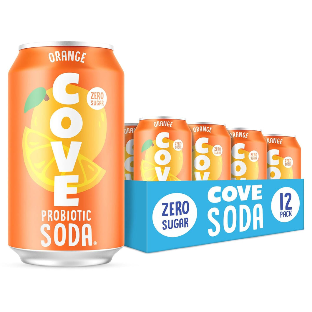 Cove Soda Probiotic Soft Drink, Orange, 12oz (Pack of 12)