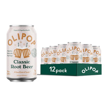 Load image into Gallery viewer, Olipop Sparkling Prebiotic Soda, Classic Root Beer, 12oz (Pack of 12)
