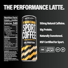 Load image into Gallery viewer, Throne Sport Cold Brew Coffee 10g Protein, Coffee Latte, 11oz (Pack of 12)
