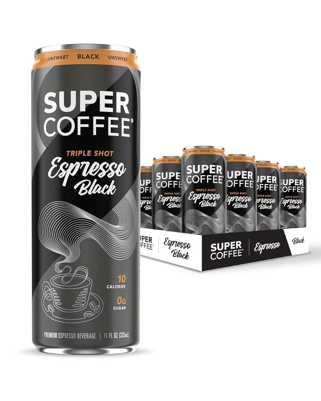 Super Coffee Espresso, Triple Shot Black, 11oz (Pack of 12)