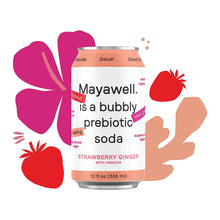 Load image into Gallery viewer, Mayawell Prebiotic Soda, Strawberry Ginger, 12oz (Pack of 12)
