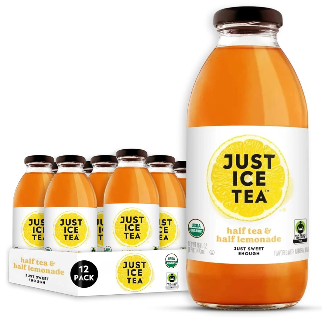 Just Ice Tea, Half Tea & Half Lemonade, 16oz (Pack of 12)