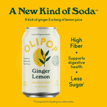 Load image into Gallery viewer, Olipop Sparkling Prebiotic Soda, Ginger Lemon, 12oz (Pack of 12)
