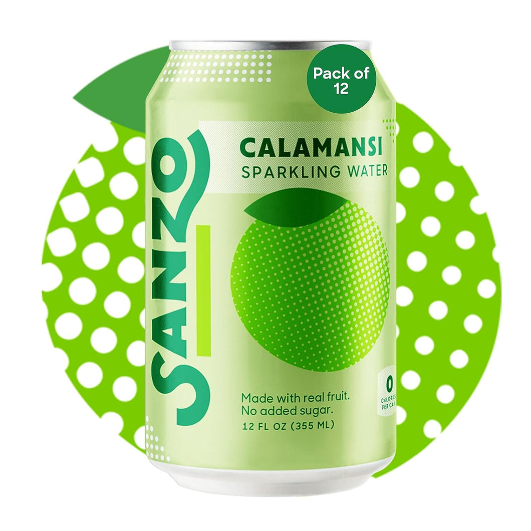 Sanzo Sparkling Water, Calamansi (Lime), 12oz (Pack of 12)