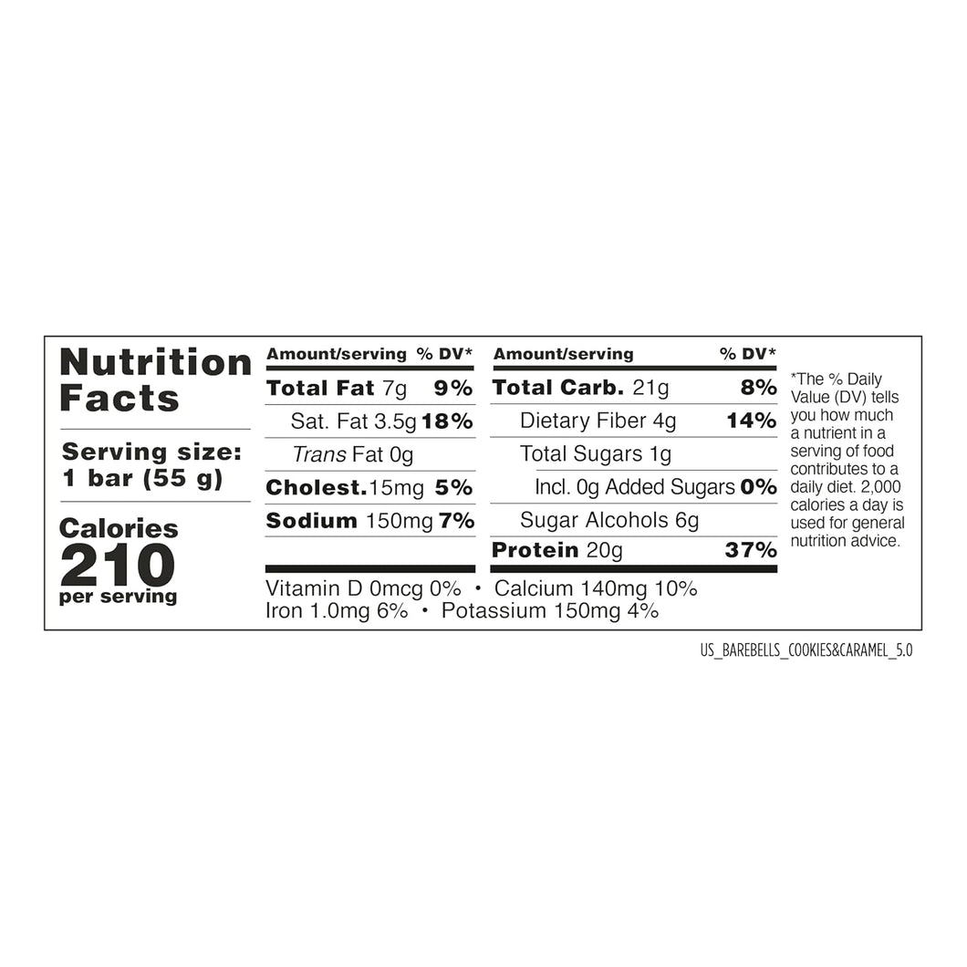 Barebells 20g Protein Bars, Cookies & Caramel, 1.94oz (Pack of 12)