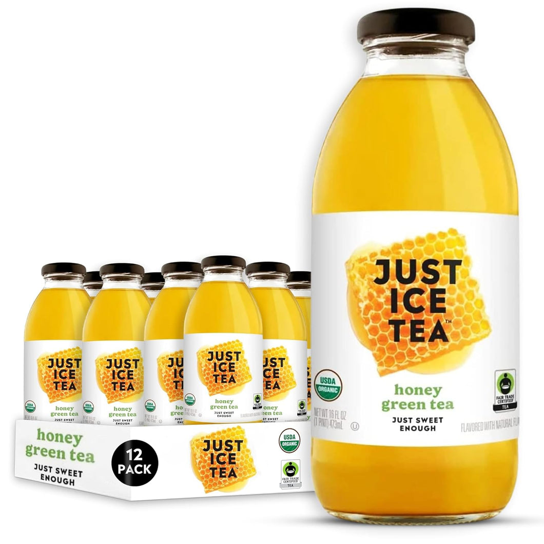 Just Ice Tea, Honey Green Tea, 16oz (Pack of 12)