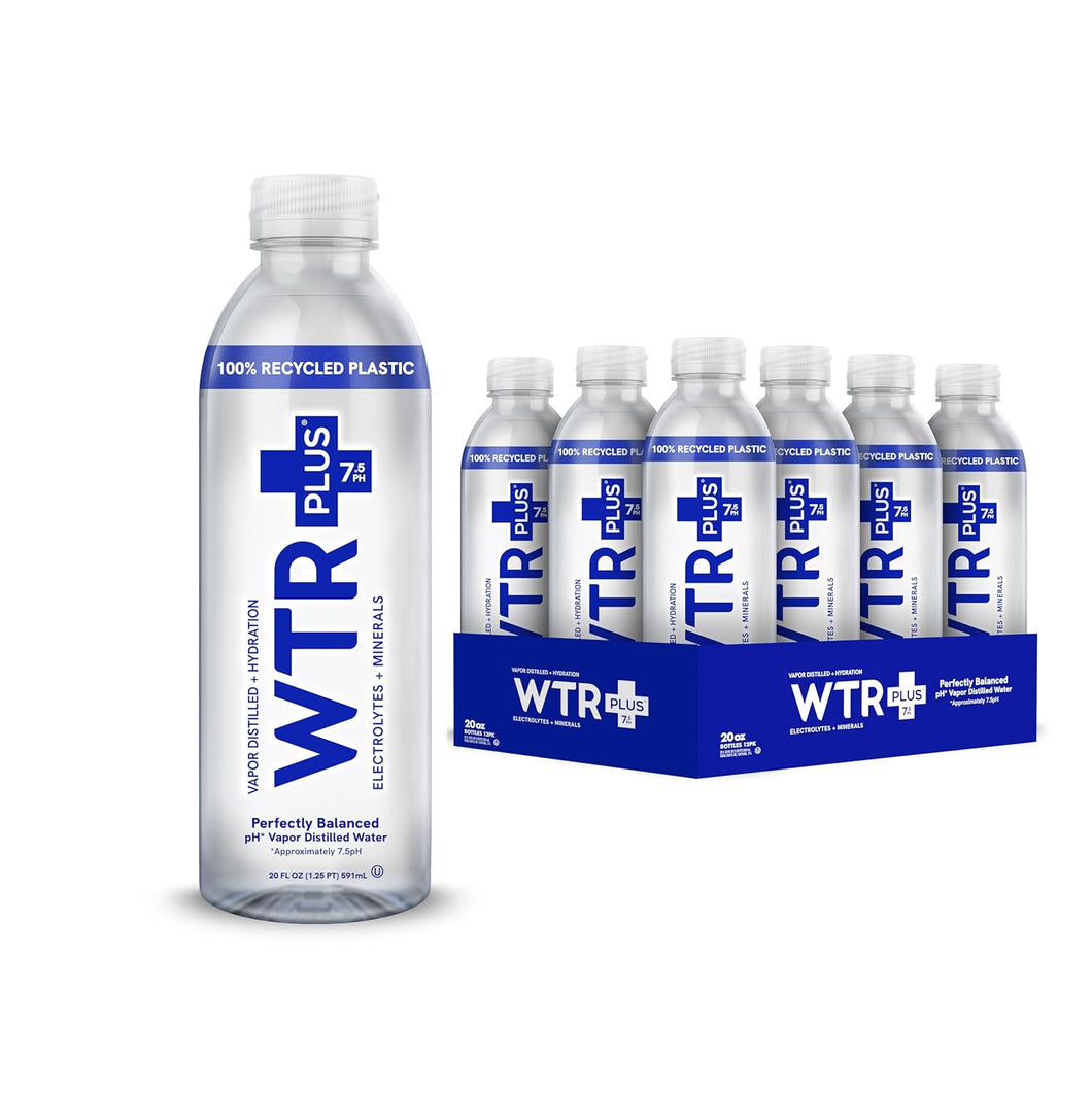 WTR+ Vapor Distilled Water 20oz (Pack of 12)