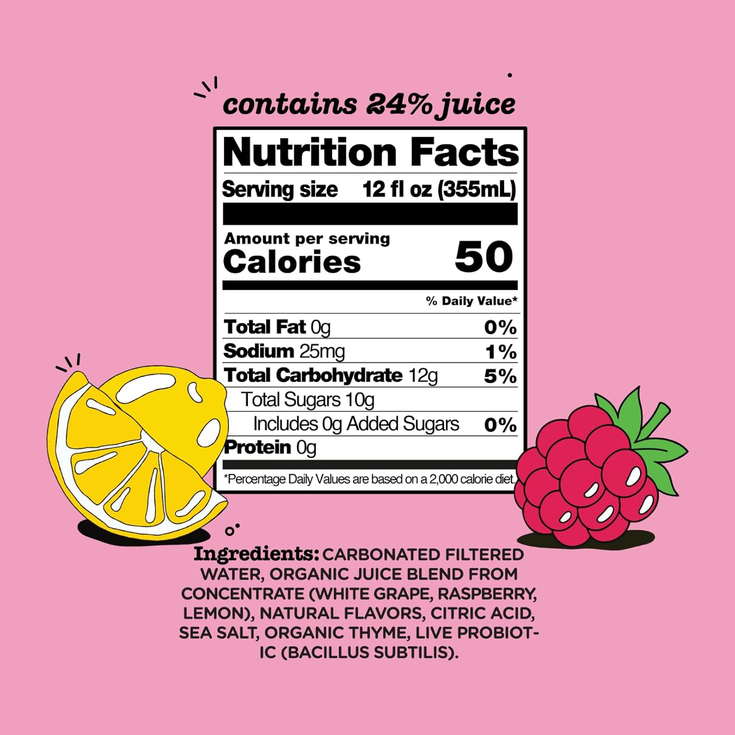 Culture Pop Sparkling Probiotic Soda, Raspberry Lemonade, 12oz