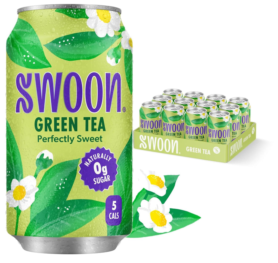 SWOON Sugar Free Iced Tea, Green Tea, 12oz (Pack of 12)