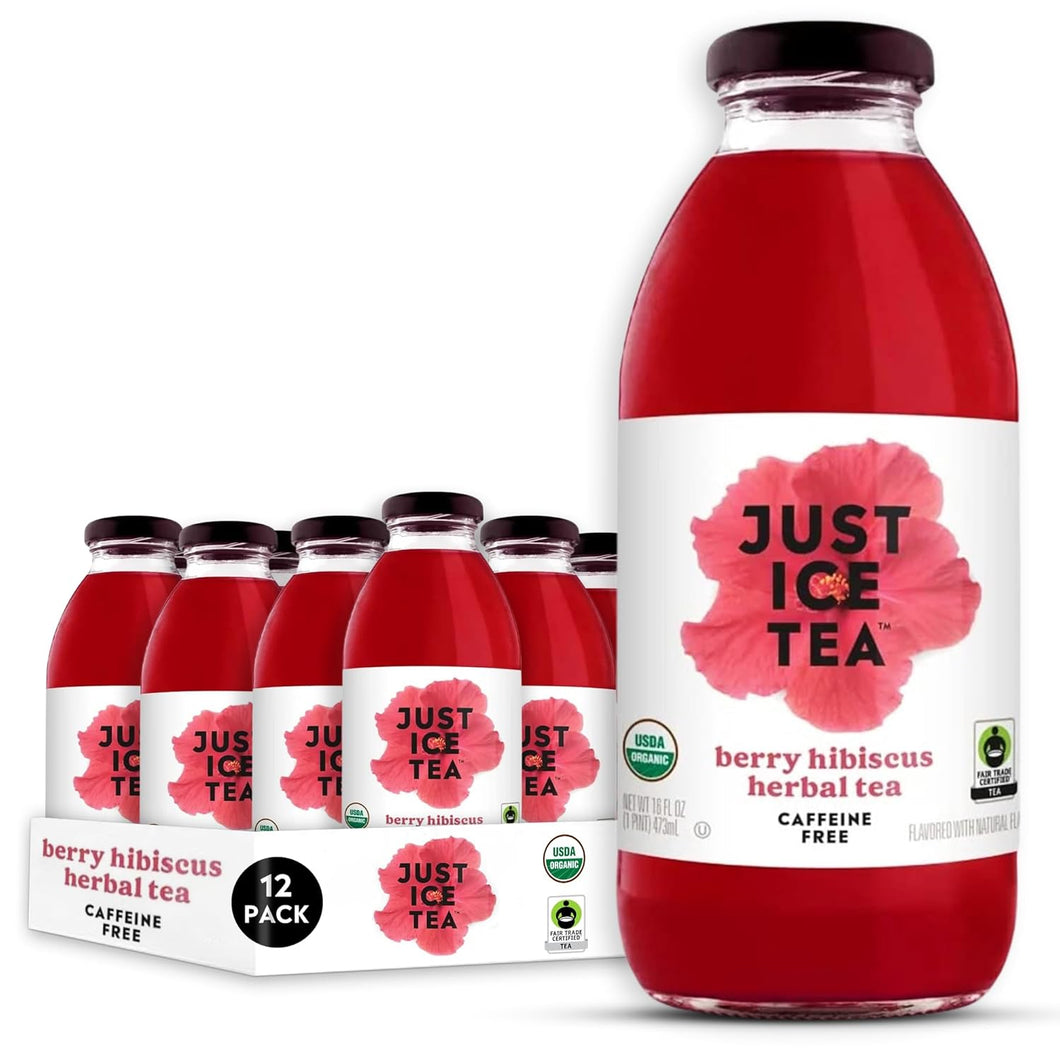 Just Ice Tea, Berry Hibiscus Herbal Tea, 16oz (Pack of 12)