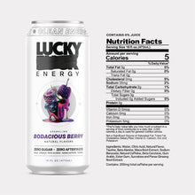 Load image into Gallery viewer, Lucky Energy Sparkling Energy Drink, Bodacious Berry, 16oz (Pack of 12)
