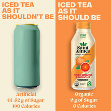 Load image into Gallery viewer, Saint James Organic Brewed Iced Tea, Blood Orange &amp; Hibiscus, 16oz (Pack of 12)
