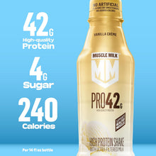 Load image into Gallery viewer, Muscle Milk PRO 42g Protein Shake, Vanilla Creme, 14 Fl Oz (Pack of 12)
