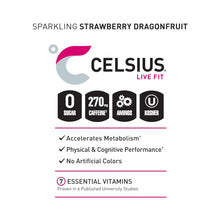 Load image into Gallery viewer, CELSIUS ESSENTIALS Sparkling Energy Drink, Dragonberry, 16oz (Pack of 12)
