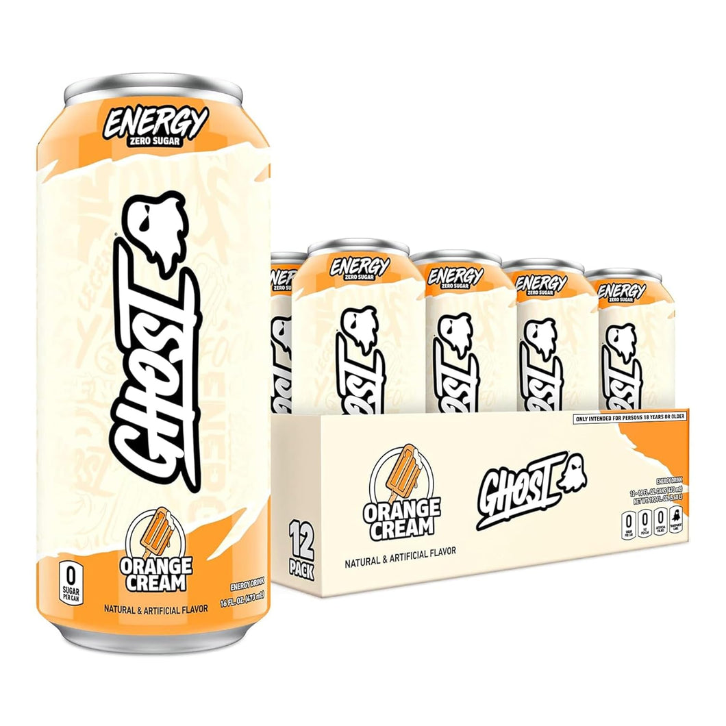 Ghost Energy Drink, Orange Cream, 16oz (Pack of 12)