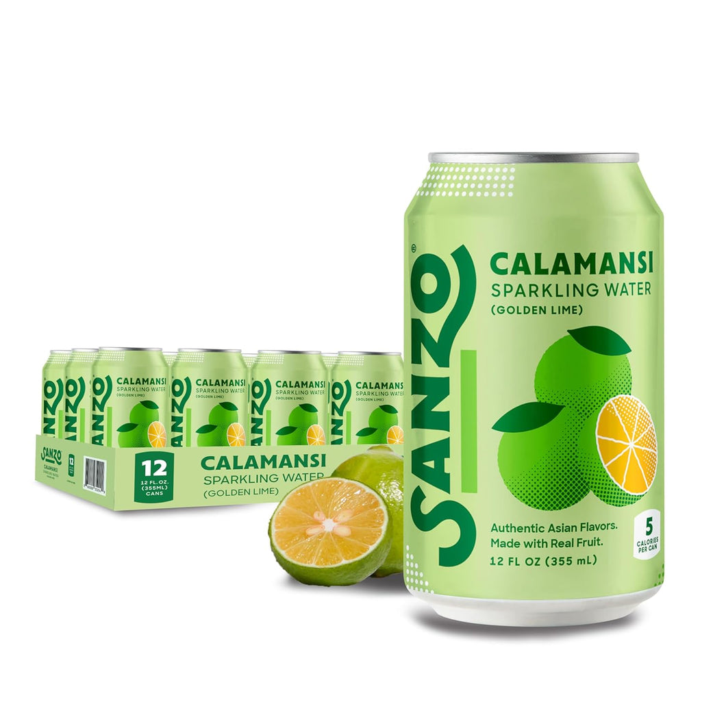 Sanzo Flavored Sparkling Water, Calamansi (Lime), 12oz (Pack of 12)