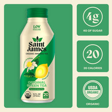 Load image into Gallery viewer, Saint James Organic Brewed Iced Tea, Original Green Tea, 16oz (Pack of 12)
