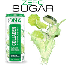 Load image into Gallery viewer, HydraDNA Collagen Infused Sparkling Drink, Cucumber Lime, 12oz (Pack of 12)
