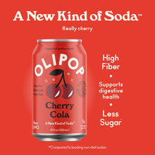 Load image into Gallery viewer, Olipop Sparkling Prebiotic Soda, Cherry Cola, 12oz (Pack of 12)
