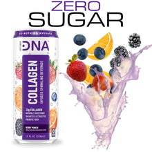 Load image into Gallery viewer, HydraDNA Collagen Infused Sparkling Drink, Berry Punch, 12oz (Pack of 12)
