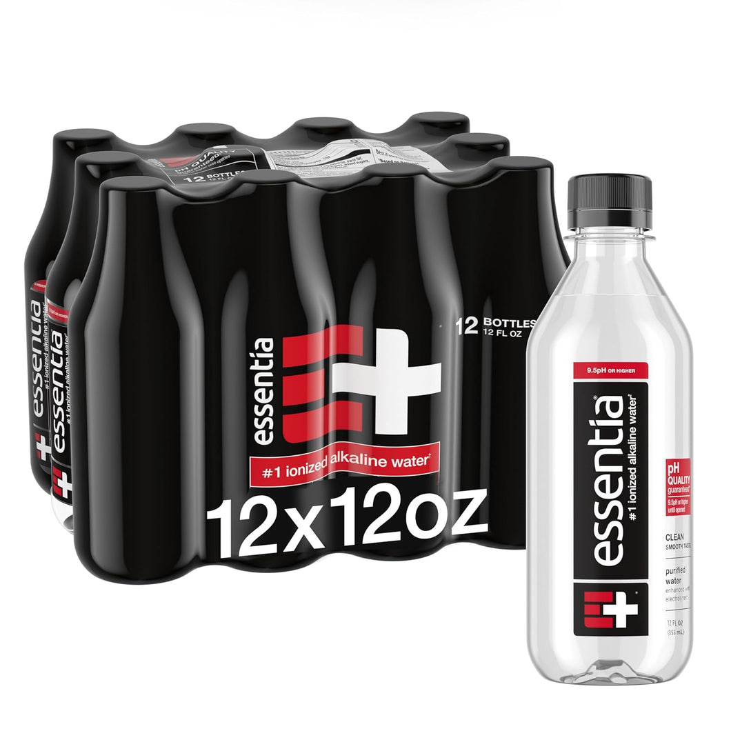 Essentia Ionized Alkaline 9.5 pH Bottled Water, 12 Ounce, (Pack of 12)