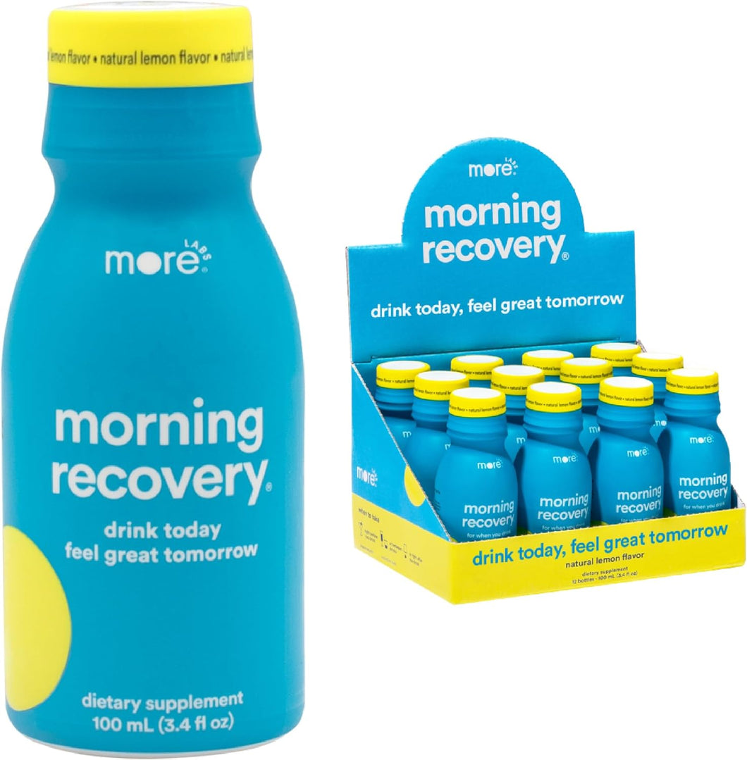 Morning Recovery Electrolyte Drink, Original Lemon, 3.4oz (Pack of 12)