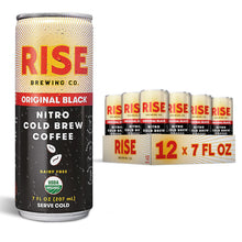Load image into Gallery viewer, RISE Brewing Co. Nitro Cold Brew Coffee, Original Black, 7 fl. oz. Cans (Pack of 12)
