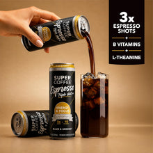 Load image into Gallery viewer, Super Coffee Espresso, Triple Shot Black &amp; Unsweet, 11oz (Pack of 12)
