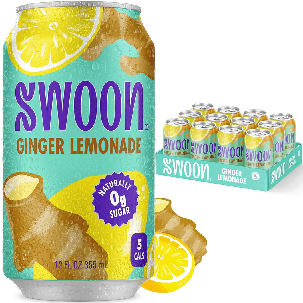 SWOON Sugar Free Lemonade, Ginger, 12oz (Pack of 12)