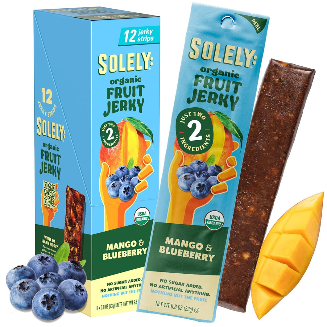 Solely Organic Fruit Jerky, Mango & Blueberry, 0.8oz (Pack of 12)
