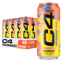Load image into Gallery viewer, Cellucor C4 Performance Zero Sugar Energy Drink, Jolly Rancher Peach, 16 oz (Pack of 12)
