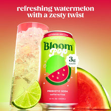 Load image into Gallery viewer, Bloom Pop Prebiotic Soda, Watermelon Lime, 12oz (Pack of 12)
