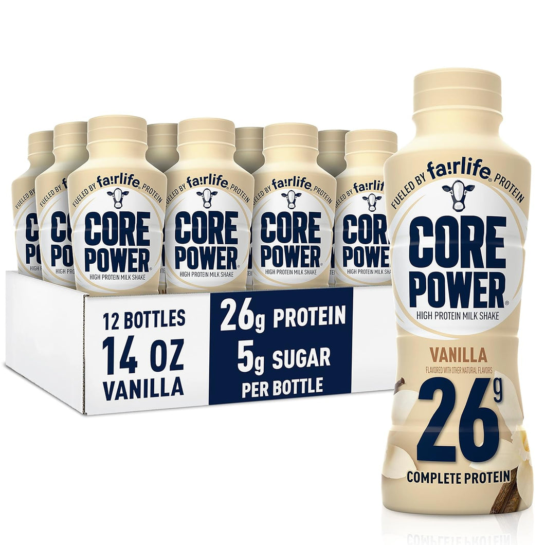 Core Power 26g Protein Shake, Vanilla, 14oz (Pack of 12)