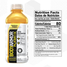 Load image into Gallery viewer, BodyArmor Flash I.V. Rapid Rehydration Electrolyte Beverage, Tropical Punch, 20oz (Pack of 12)
