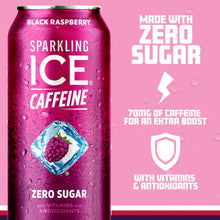 Load image into Gallery viewer, Sparkling ICE Sparkling Water with Caffeine, Black Raspberry, 16oz Cans (Pack Of 12)
