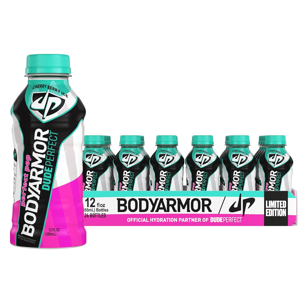 BodyArmor Electrolyte SuperDrink, Dude Perfect Cherry Berry Ice, 12 Oz (Pack of 24)