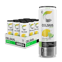 Load image into Gallery viewer, CELSIUS Sparkling Energy Drink, Lemon Lime, 12oz (Pack of 12)
