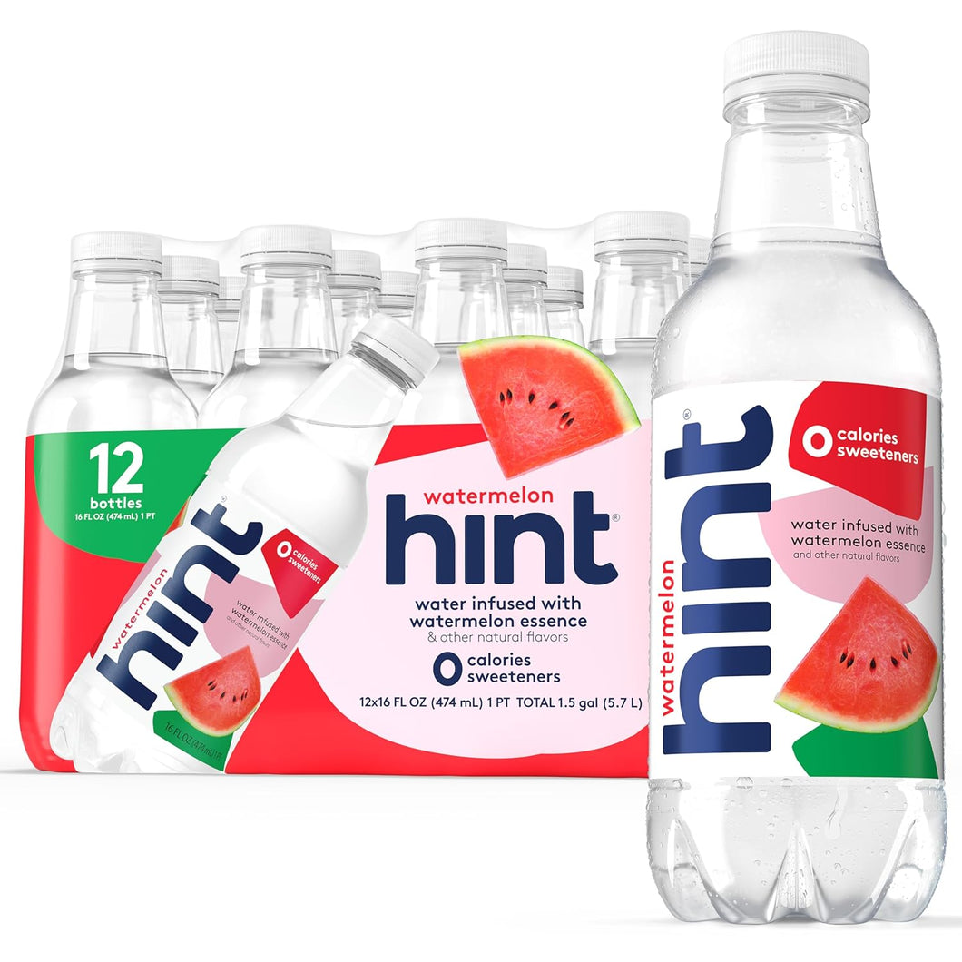 Hint Fruit-Infused Water, Watermelon, 16oz (Pack of 12)