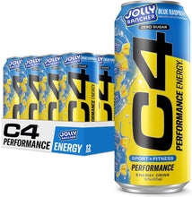 Load image into Gallery viewer, C4 Original Carbonated Zero Sugar Energy Drink, Jolly Rancher Blue Raspberry, 16 FL oz (Pack of 12)
