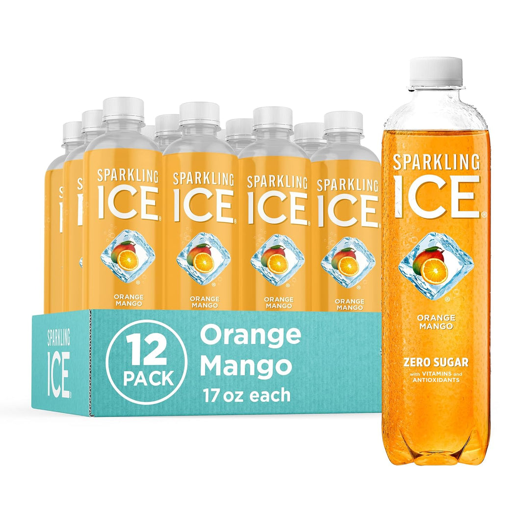 Sparkling Ice Flavored Sparkling Water, Orange Mango, 17 oz (Pack of 12)