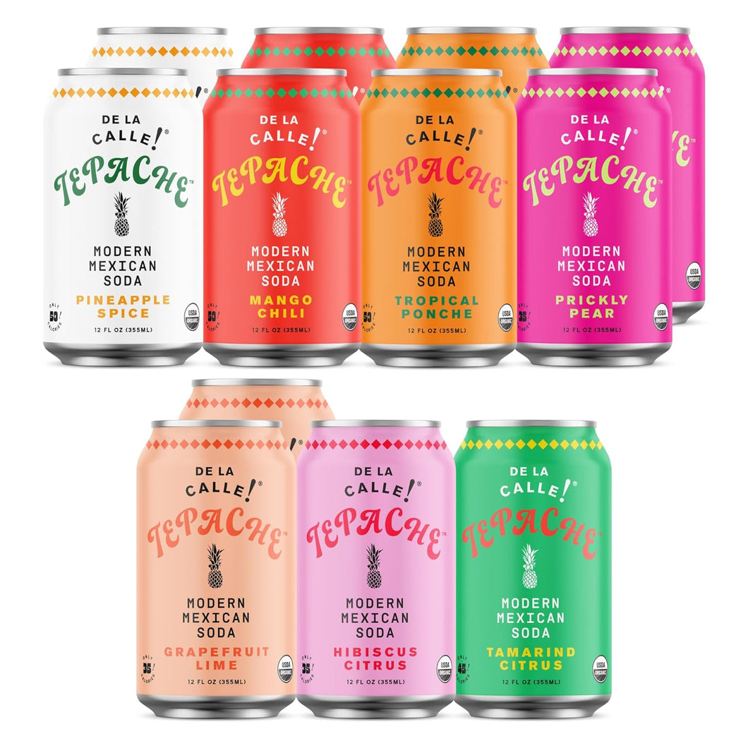 De La Calle Tepache Modern Mexican Soda, Mixta Variety Pack, 12oz (Pack of 12)