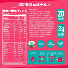 Load image into Gallery viewer, ROAR Complete Hydration Organic Drink, Cucumber Watermelon, 18 oz (Pack of 12)
