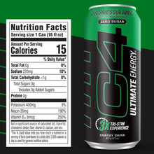 Load image into Gallery viewer, C4 Ultimate Sugar-Free Energy Drink, Electric Sour Apple, 16oz (Pack of 12)
