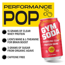 Load image into Gallery viewer, GYM SODA Sparkling Protein Soda, Grapefruit Citrus, 12oz (Pack of 12)
