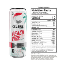 Load image into Gallery viewer, CELSIUS Sparkling Energy Drink, Peach Vibe, 12oz (Pack of 12)
