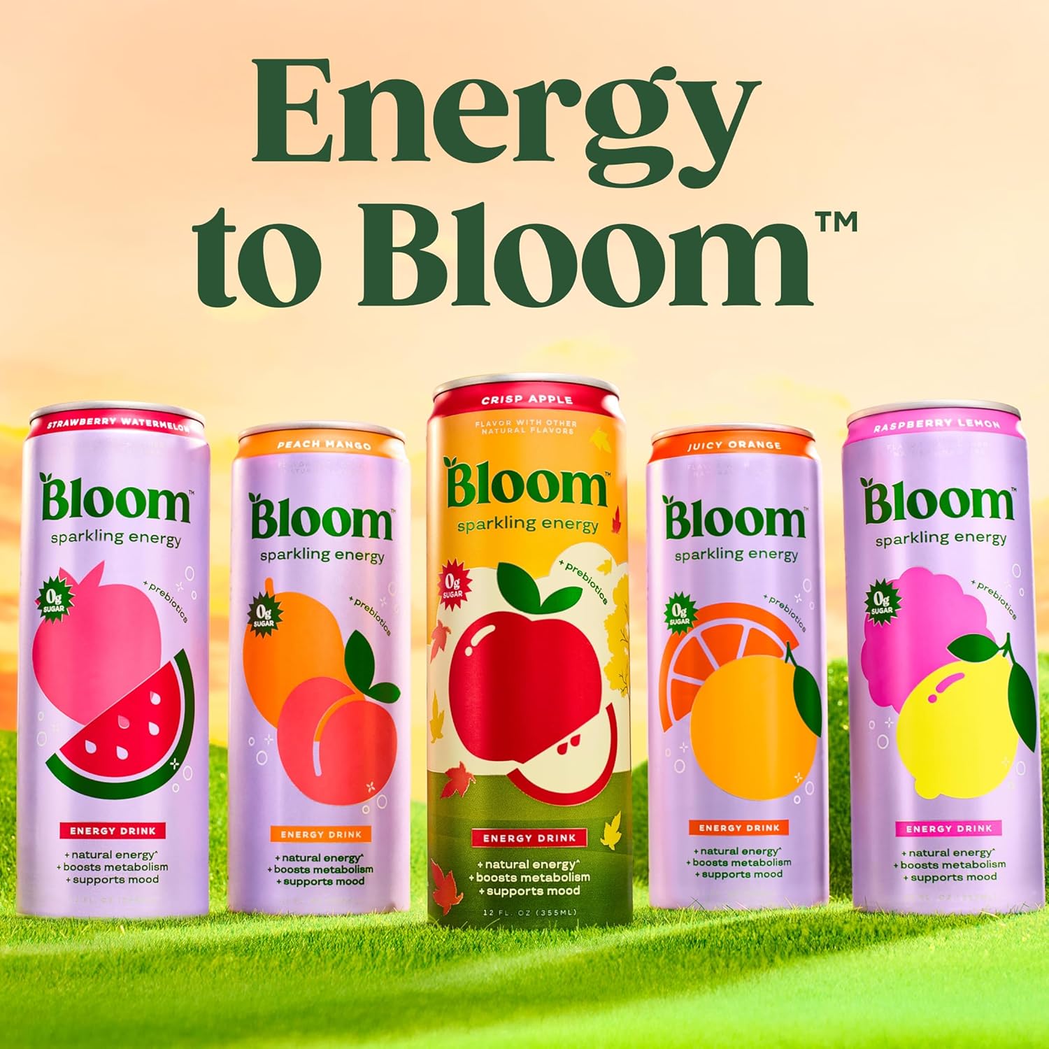 Bloom Sparkling Energy Drink, Crisp Apple, 12oz (Pack of 12) – Oasis Snacks
