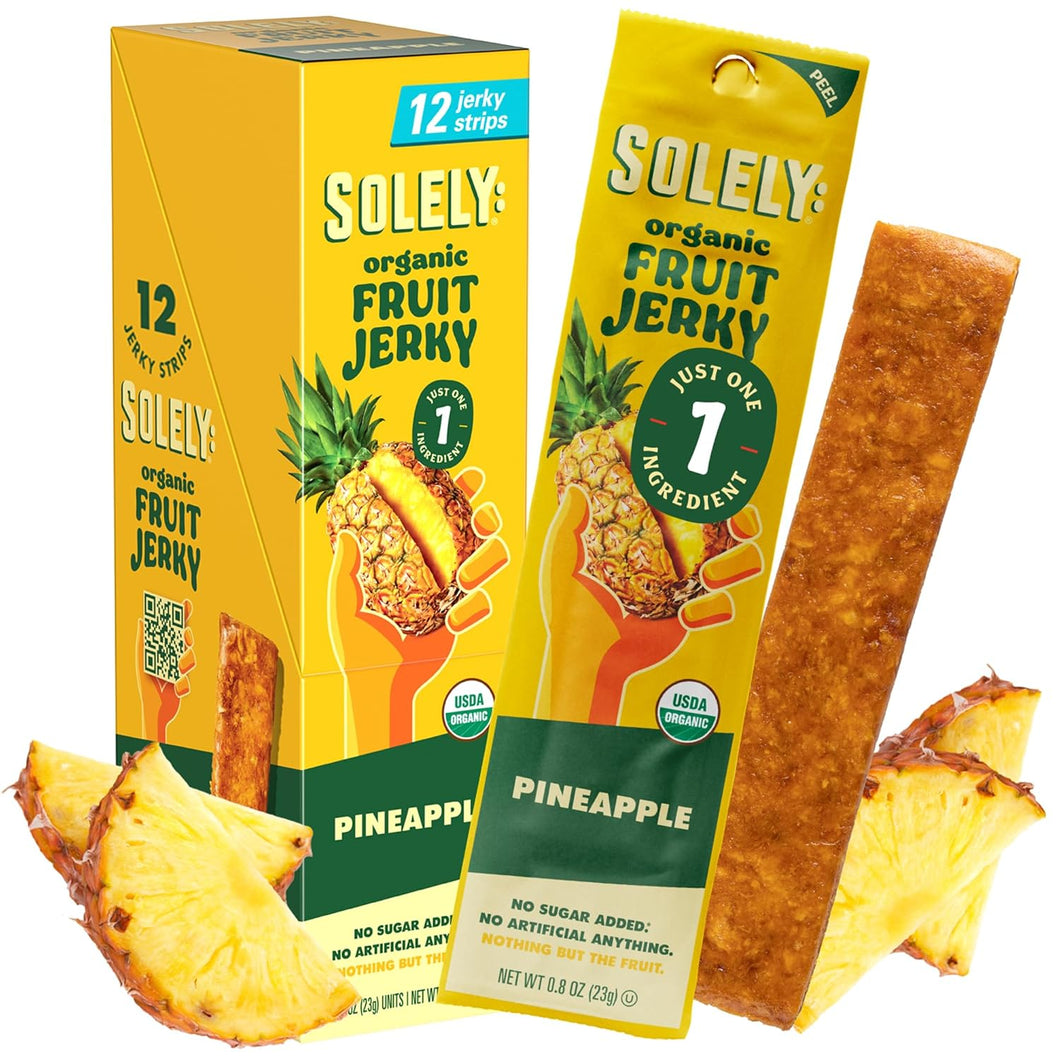 Solely Organic Fruit Jerky, Pineapple, 0.8oz (Pack of 12)