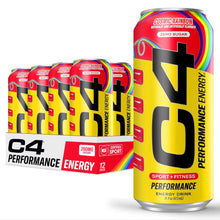 Load image into Gallery viewer, Cellucor C4 Performance Zero Sugar Energy Drink, Cosmic Rainbow, 16oz (Pack of 12)
