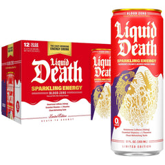 Liquid Death Sparkling Energy, Scary Strawberry, 12oz (Pack of 12)